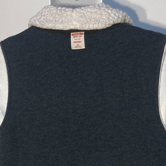 Mossimo SZ L REVERSIBLE Gray sweatshirt or sherpa waterfall vest vintage - Picture 6 of 9